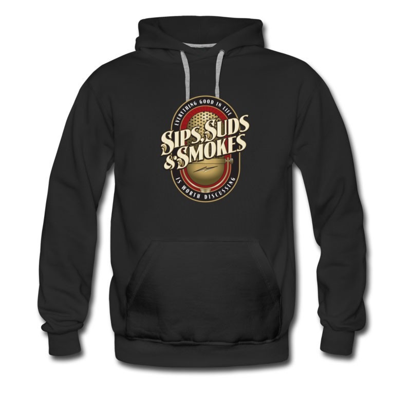 Men's Cool Design Sips,suds And Smokes Hoodie