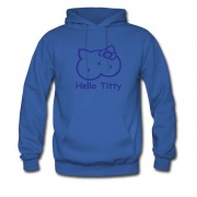 Men's Hot Design Hello Titties Funny Cat Hoodie