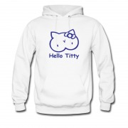 Men's Hot Design Hello Titties Funny Cat Hoodie