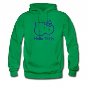 Men's Hot Design Hello Titties Funny Cat Hoodie