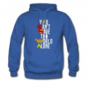 Men's Justice League You Can't Save The World Alone Awesome Logo Hoodie