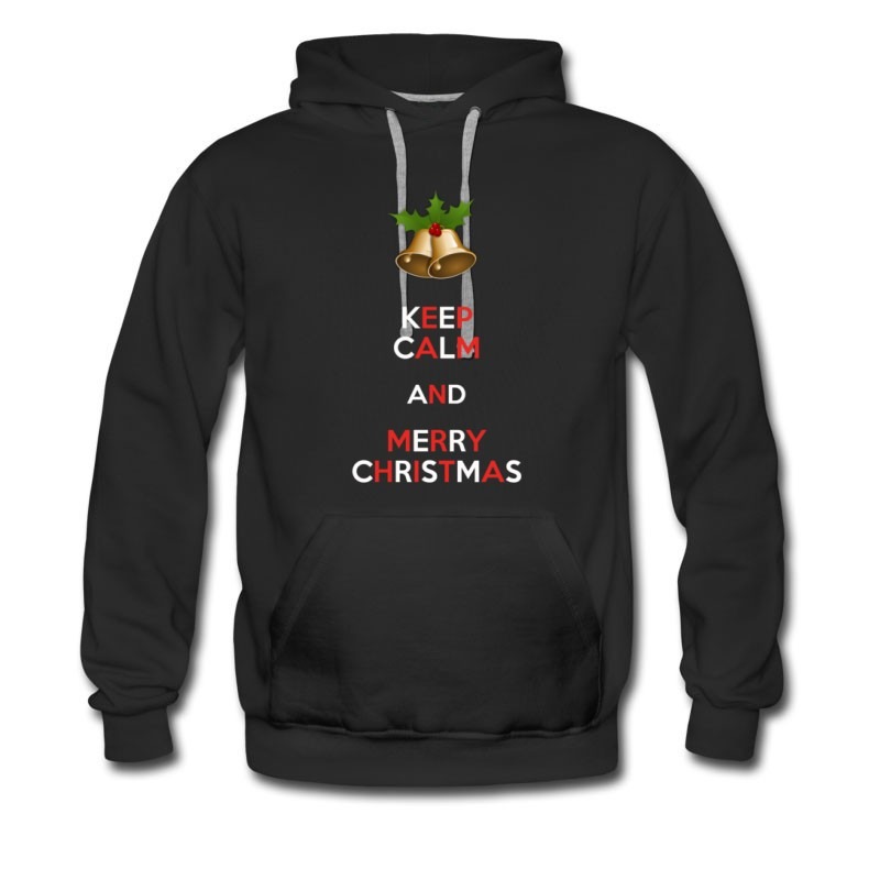 Men's Keep Calm And Merry Christmas Santa Bell Hoodie