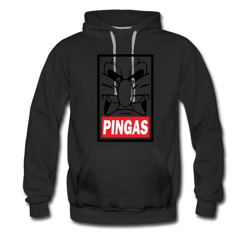 Men's Pingas Cartoon Angry Poster Retro Hoodie