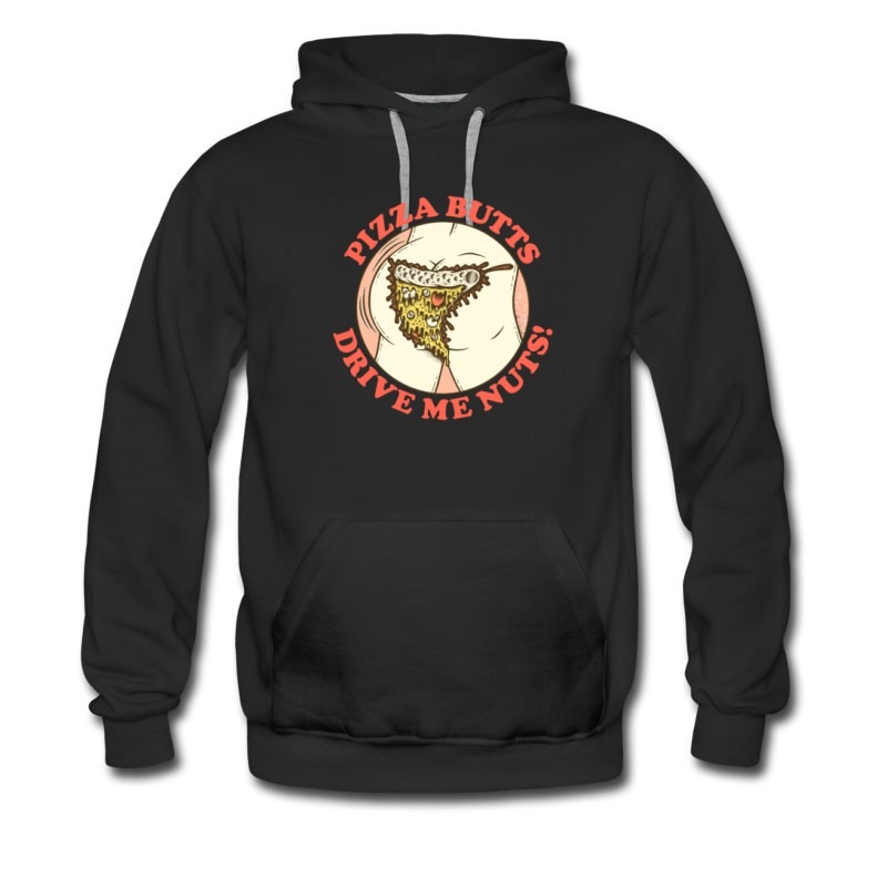Men's Pizza Butts Drive Me Nuuts! Retro Iron Hoodie